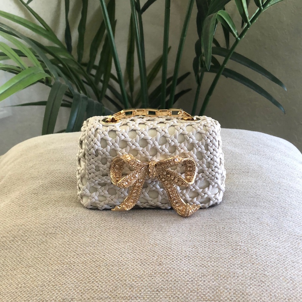 Self-portrait girls woven leather micro bag NWTT